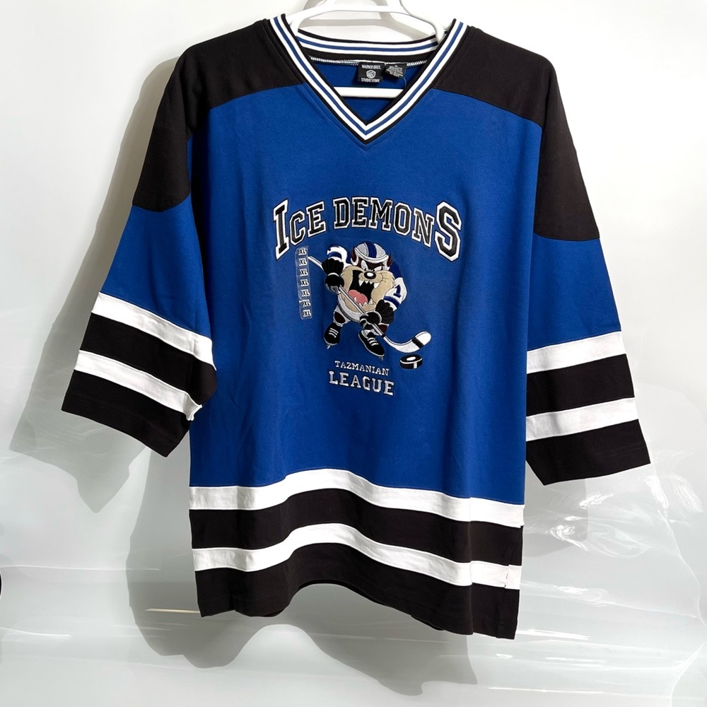 Vintage Warner Bros. Ice Demons Tazmanian League Hockey Jersey Mens XL